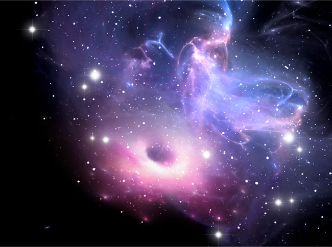 Fotomurales agujero negro y nebulosa con estrellas